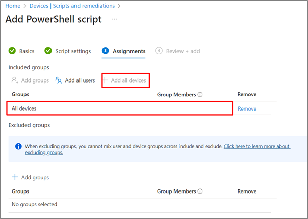 Figure 6: Step 6 Assigning the Platform script